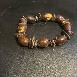 Distressed wooden beaded bracelet